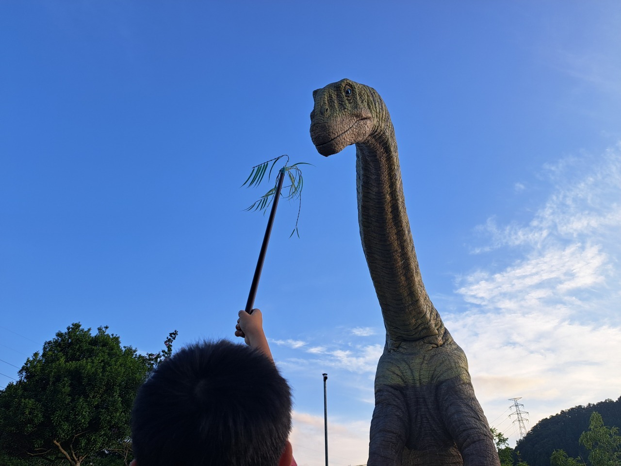 正面に立つと顔を下げてくるので、口元に餌を近づけてみます。